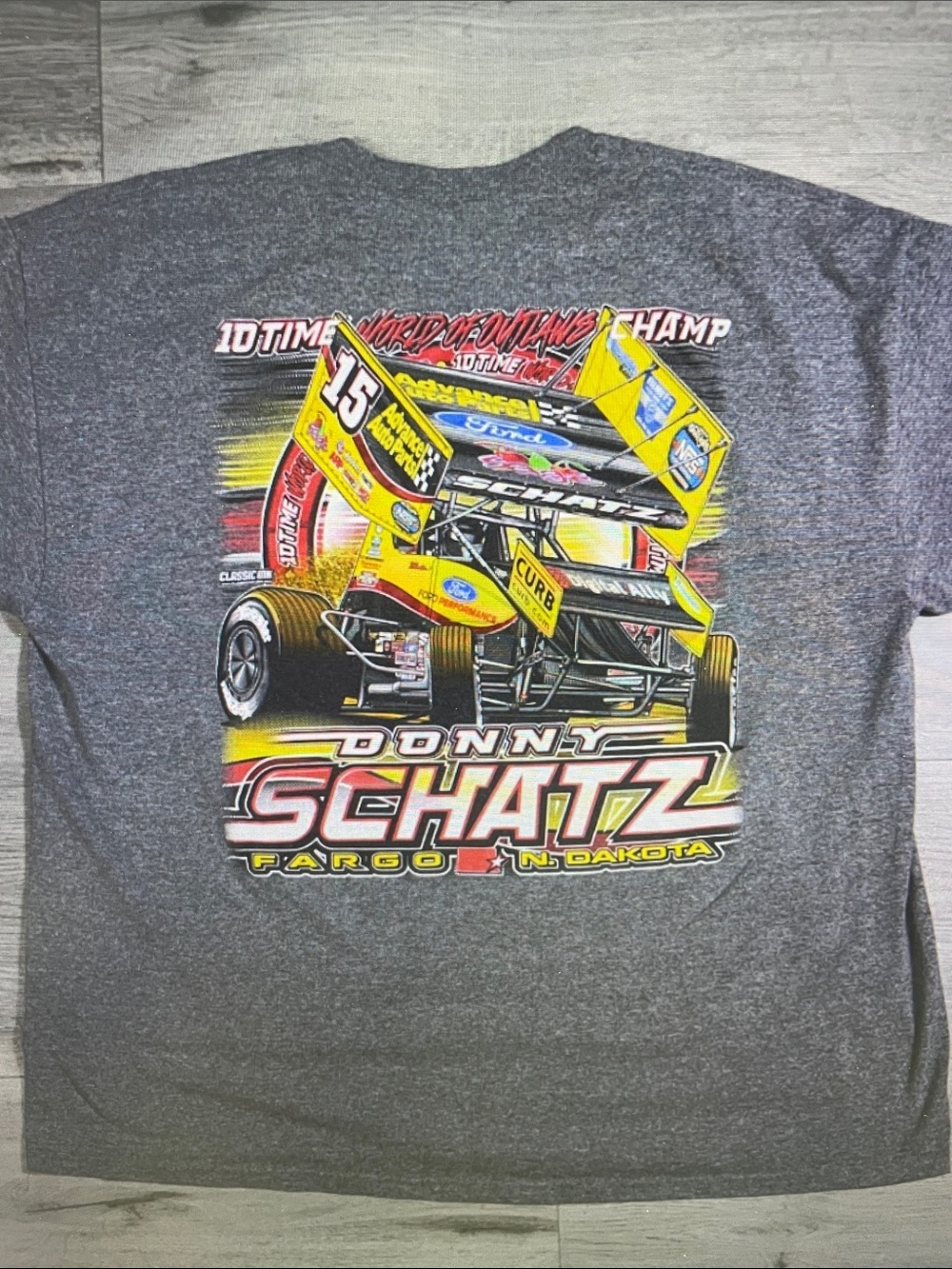 Donny Schatz Graphic Racing Tee - Gray with Yellow Print